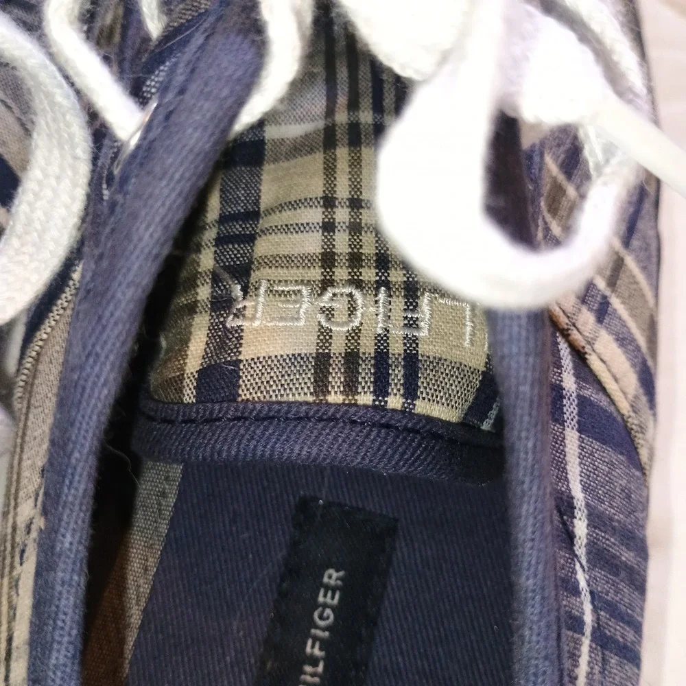 Tommy Hilfiger Plaid Canvas Low‎ Top Lace Up Sneakers Women's Casual Shoes - Picture 9 of 11